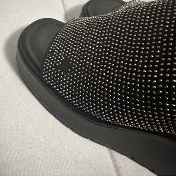 Soda Black Rhinestone Bling Chunky Wedge Open Toe Sandals Womens 11 - Picture 8 of 8